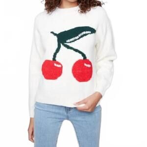 NEW CHARLIE B cherry fuzzy drop shoulder sweater in red